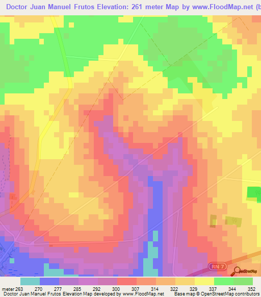 Doctor Juan Manuel Frutos,Paraguay Elevation Map