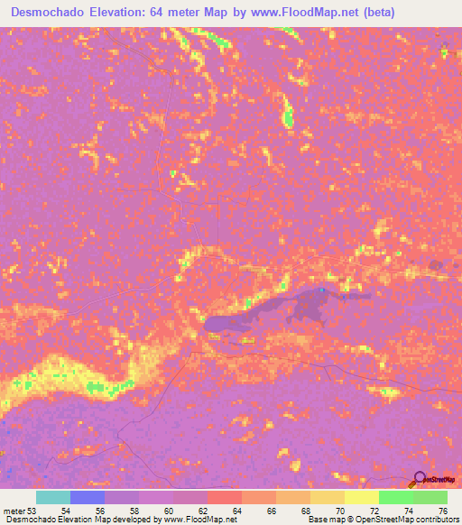 Desmochado,Paraguay Elevation Map