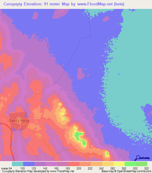 Curupayty,Paraguay Elevation Map