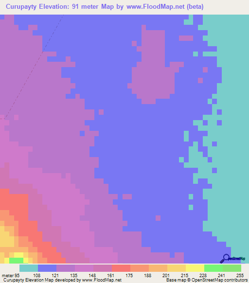 Curupayty,Paraguay Elevation Map