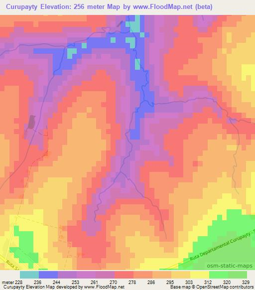 Curupayty,Paraguay Elevation Map