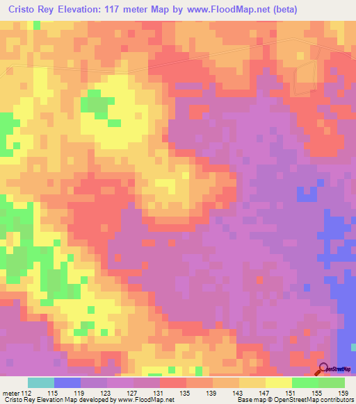 Cristo Rey,Paraguay Elevation Map