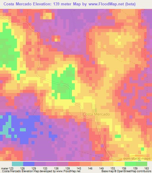 Costa Mercado,Paraguay Elevation Map