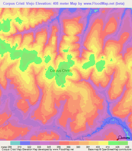 Corpus Cristi Viejo,Paraguay Elevation Map