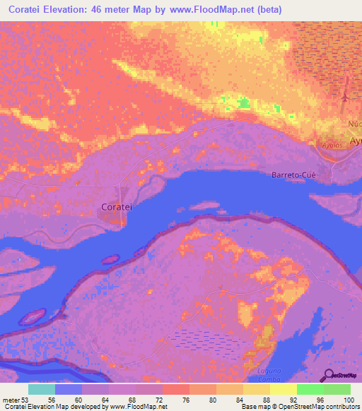 Coratei,Paraguay Elevation Map