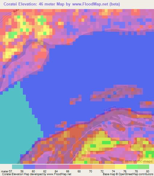 Coratei,Paraguay Elevation Map