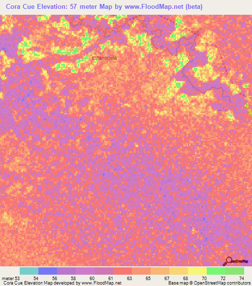 Cora Cue,Paraguay Elevation Map