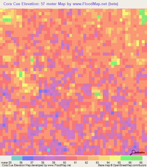 Cora Cue,Paraguay Elevation Map
