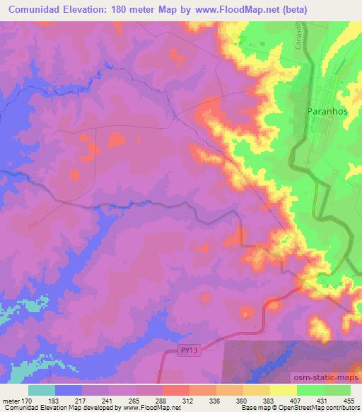 Comunidad,Paraguay Elevation Map
