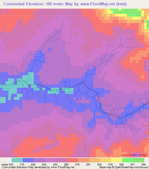 Comunidad,Paraguay Elevation Map