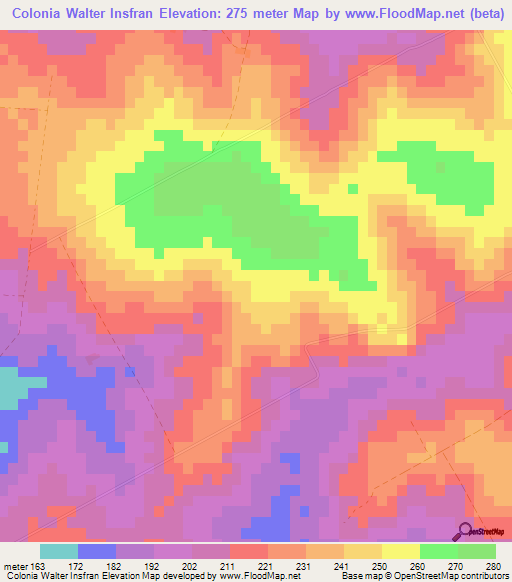 Colonia Walter Insfran,Paraguay Elevation Map