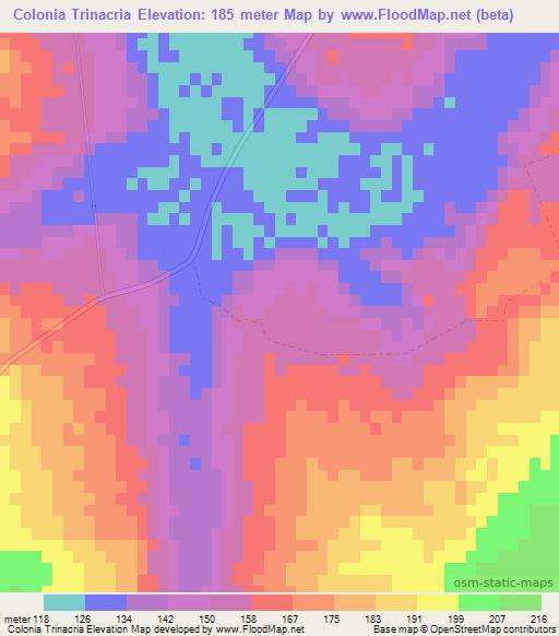 Colonia Trinacria,Paraguay Elevation Map