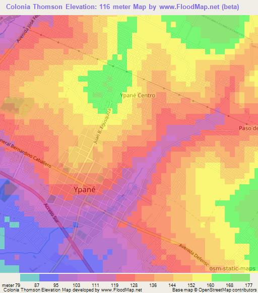 Colonia Thomson,Paraguay Elevation Map