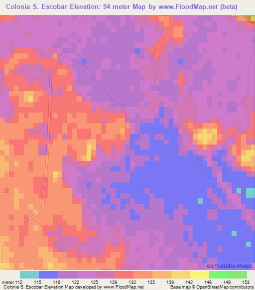 Colonia S. Escobar,Paraguay Elevation Map