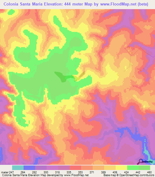 Colonia Santa Maria,Paraguay Elevation Map