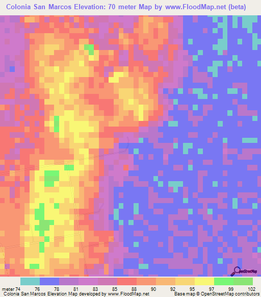 Colonia San Marcos,Paraguay Elevation Map