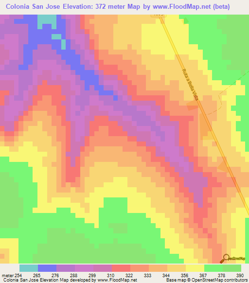 Colonia San Jose,Paraguay Elevation Map