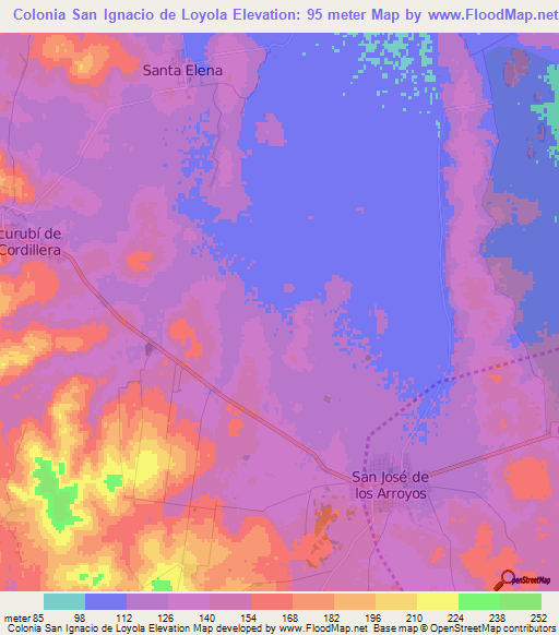 Colonia San Ignacio de Loyola,Paraguay Elevation Map