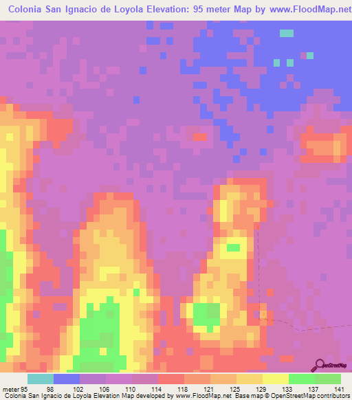 Colonia San Ignacio de Loyola,Paraguay Elevation Map