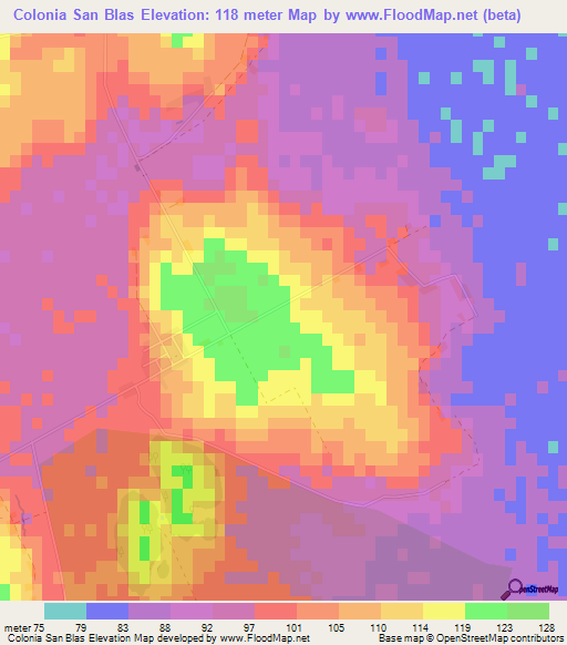 Colonia San Blas,Paraguay Elevation Map