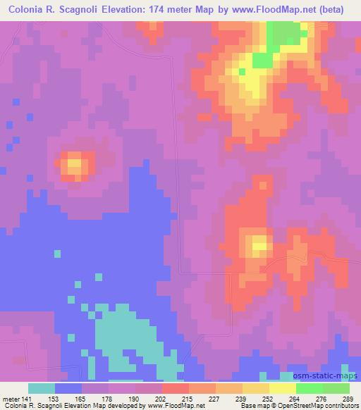 Colonia R. Scagnoli,Paraguay Elevation Map