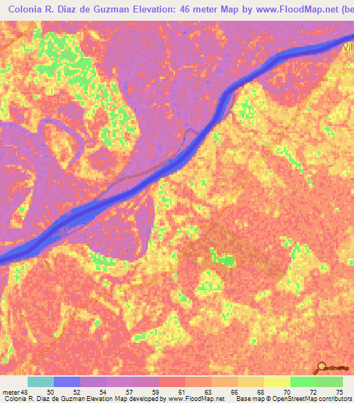 Colonia R. Diaz de Guzman,Paraguay Elevation Map
