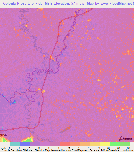Colonia Presbitero Fidel Maiz,Paraguay Elevation Map