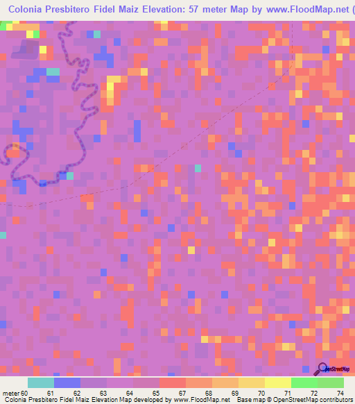 Colonia Presbitero Fidel Maiz,Paraguay Elevation Map