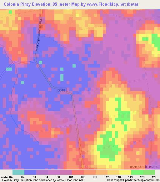Colonia Piray,Paraguay Elevation Map