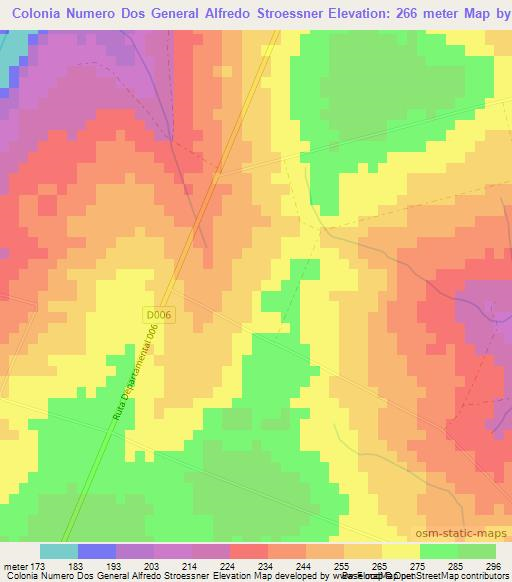 Colonia Numero Dos General Alfredo Stroessner,Paraguay Elevation Map