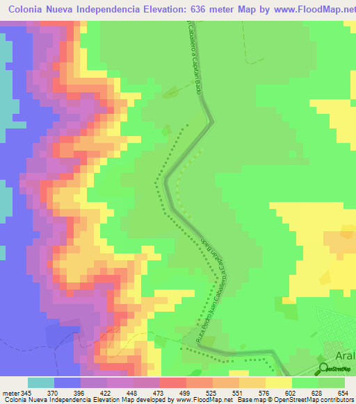 Colonia Nueva Independencia,Paraguay Elevation Map
