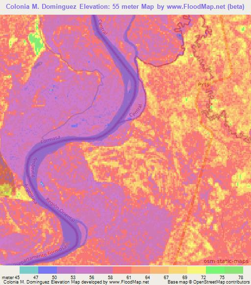 Colonia M. Dominguez,Paraguay Elevation Map