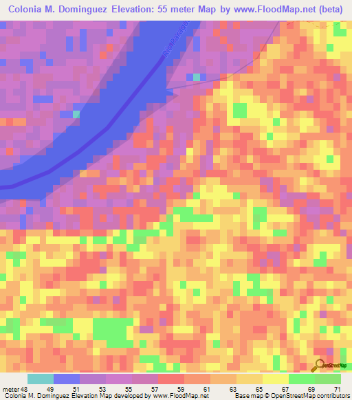 Colonia M. Dominguez,Paraguay Elevation Map