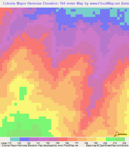 Colonia Mayor Hermosa,Paraguay Elevation Map