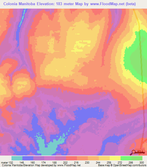Colonia Manitoba,Paraguay Elevation Map