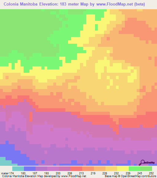 Colonia Manitoba,Paraguay Elevation Map