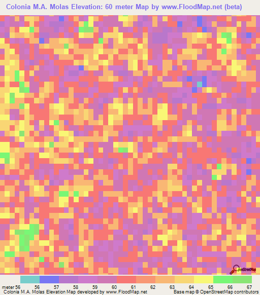 Colonia M.A. Molas,Paraguay Elevation Map
