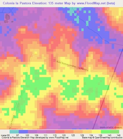 Colonia la Pastora,Paraguay Elevation Map