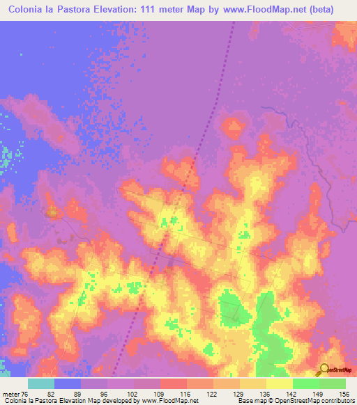 Colonia la Pastora,Paraguay Elevation Map