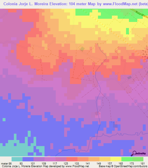 Colonia Jorje L. Moreira,Paraguay Elevation Map