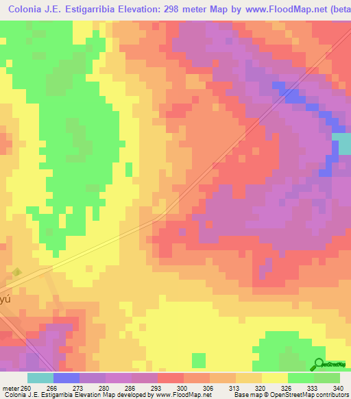 Colonia J.E. Estigarribia,Paraguay Elevation Map