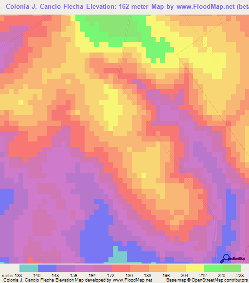 Colonia J. Cancio Flecha,Paraguay Elevation Map