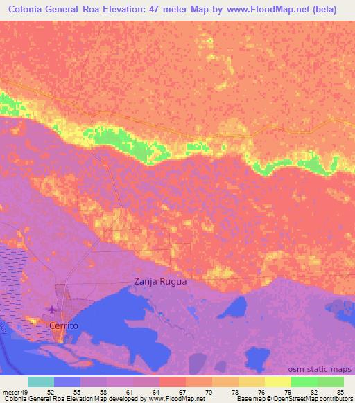 Colonia General Roa,Paraguay Elevation Map