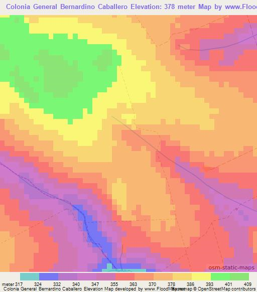 Colonia General Bernardino Caballero,Paraguay Elevation Map