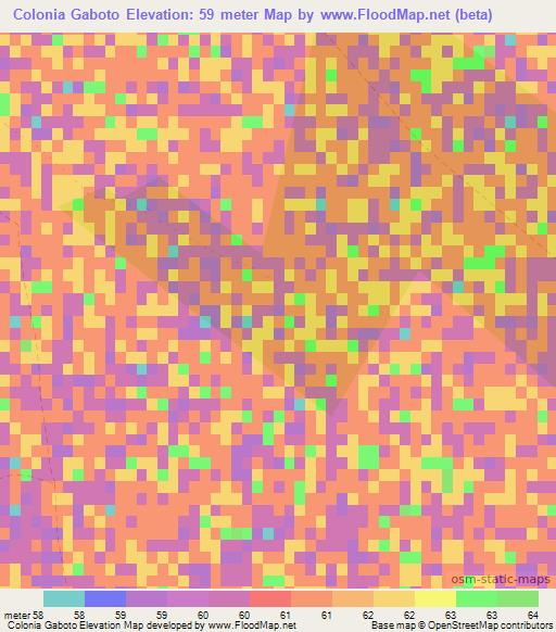 Colonia Gaboto,Paraguay Elevation Map