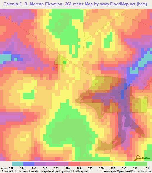 Colonia F. R. Moreno,Paraguay Elevation Map