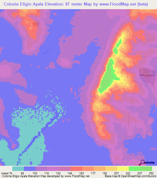 Colonia Eligio Ayala,Paraguay Elevation Map