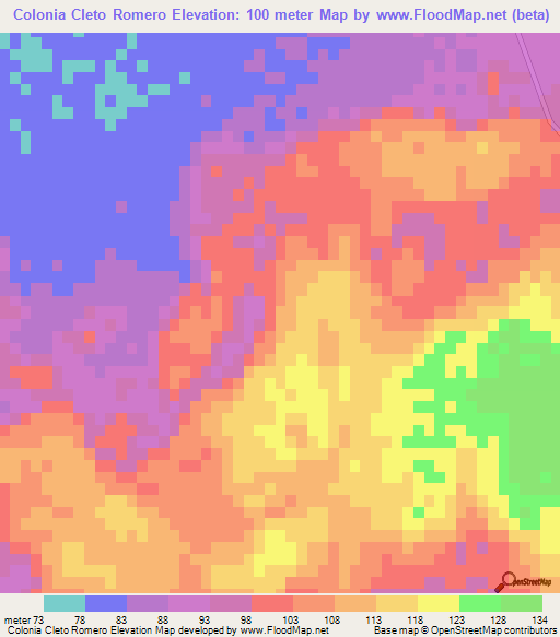 Colonia Cleto Romero,Paraguay Elevation Map