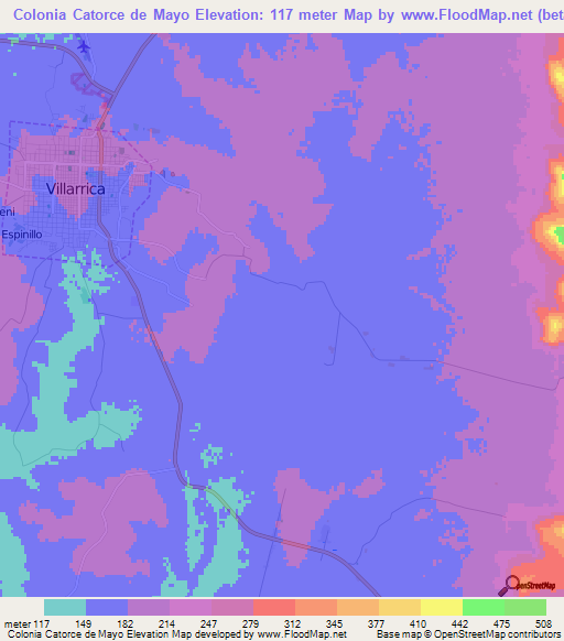 Colonia Catorce de Mayo,Paraguay Elevation Map