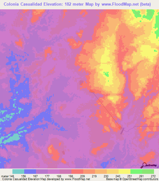 Colonia Casualidad,Paraguay Elevation Map